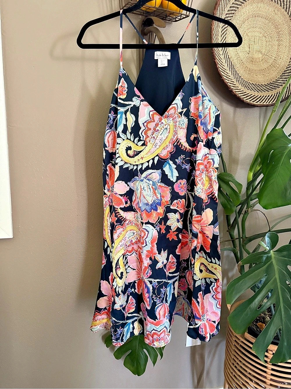 Nicole Miller Floral Dress in Blue & Pink Size Medium Like New